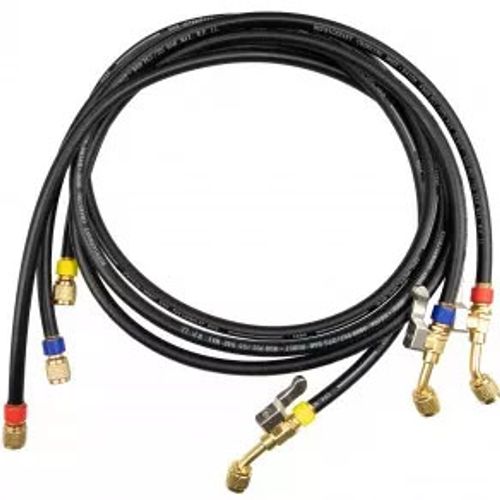 Main product image of Low Loss Refrigerant Charging Hose w/ Shut-Off Valve, 1/4" x 1/4" SAE (Set of 3)