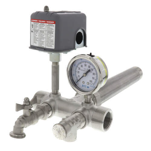 Main product image of 1" X 7-1/2" MPT Stainless Steel Union Tank Tee Package, 40-60 PSI 