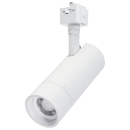 Main product image of 15W LED Track Head, J-Style, 20-Degree to 50-Degree Adjustable Beam Spread, CCT Selectable, Matte White Finish