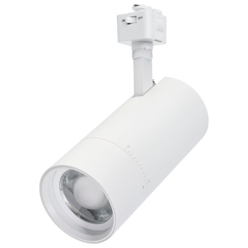 Main product image of 30W LED Track Head, J-Style, 20-Degree to 50-Degree Adjustable Beam Spread, CCT Selectable, Matte White Finish