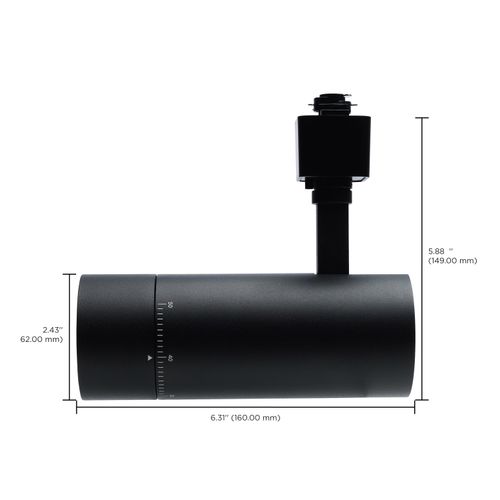 Main product image of 15W LED Track Head, 20-Degree to 50-Degree Adjustable Beam Spread, CCT Selectable, Matte Black Finish