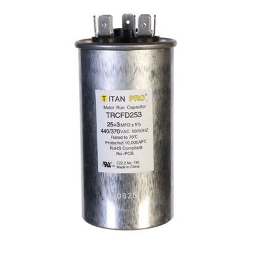 Main product image of 25/3 MFD Round Dual Motor Run Capacitor (440/370V)