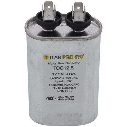 Main product image of 12.5 MFD Oval Motor Run Capacitor (370V)