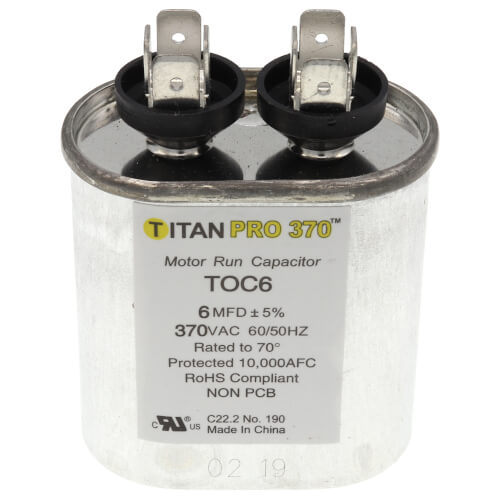 6 MFD Oval Motor Run Capacitor (370V)