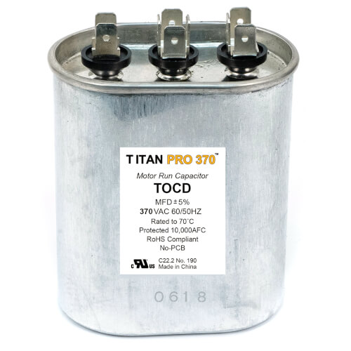 Main product image of 40/5 MFD Oval Dual Motor Run Capacitor (370V)