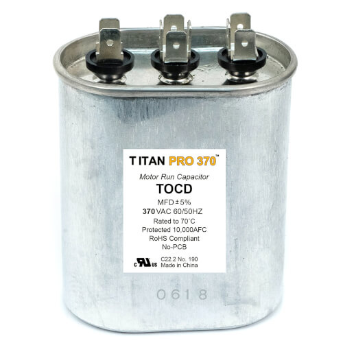 Main product image of 45/5 MFD Oval Dual Motor Run Capacitor (370V)