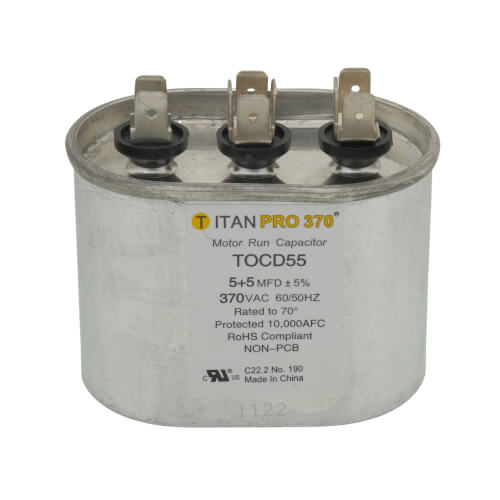 Main product image of 5/5 MFD Oval Dual Motor Run Capacitor (370V)