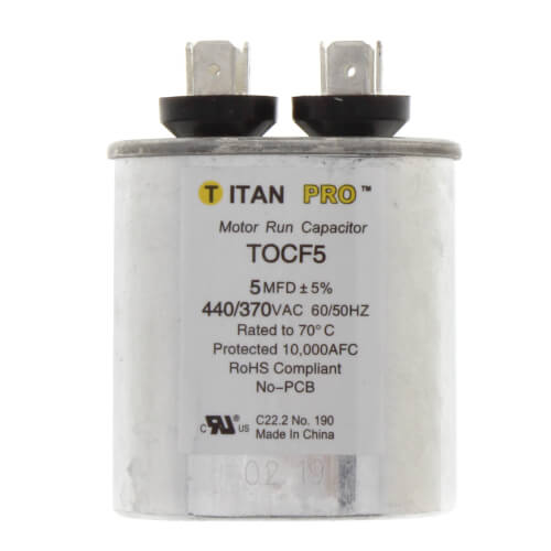 thumbnail image 2 of TitanPro TRCD505 HVAC Round Dual Run Capacitor - 50/5 MFD 370V For Air Conditioner & Heat Pump Motors 2 of 14