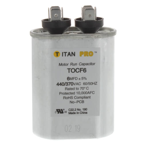 6 MFD Oval Motor Run Capacitor (440/370V)