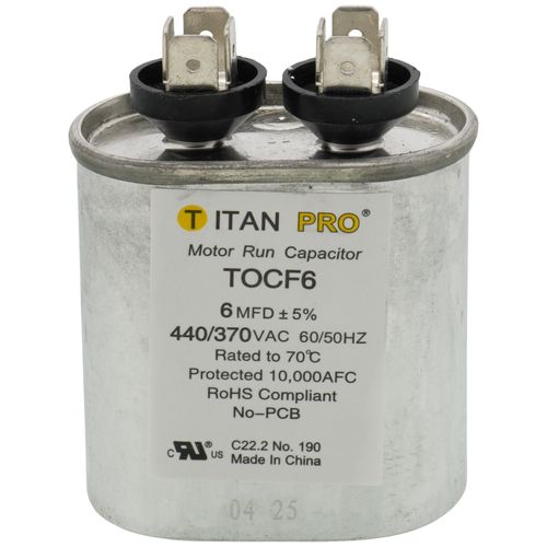Main product image of 6 MFD Oval Motor Run Capacitor (440/370V)