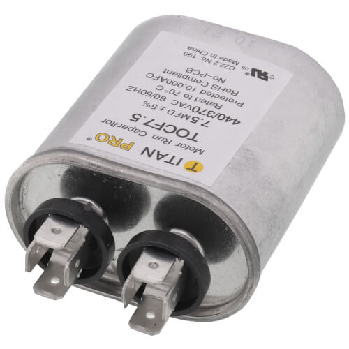 thumbnail image 2 of Lot Of 2 Titan Pro TOC7.5 Oval Motor Run Capacitors – 7.5 MFD, 370 VAC 2 of 6