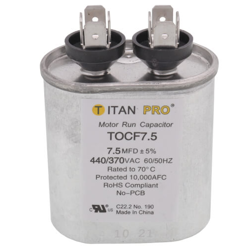 7.5 MFD Oval Motor Run Capacitor (440/370V)