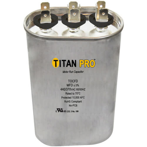 Main product image of 15/5 MFD Oval Dual Motor Run Capacitor (440/370V)