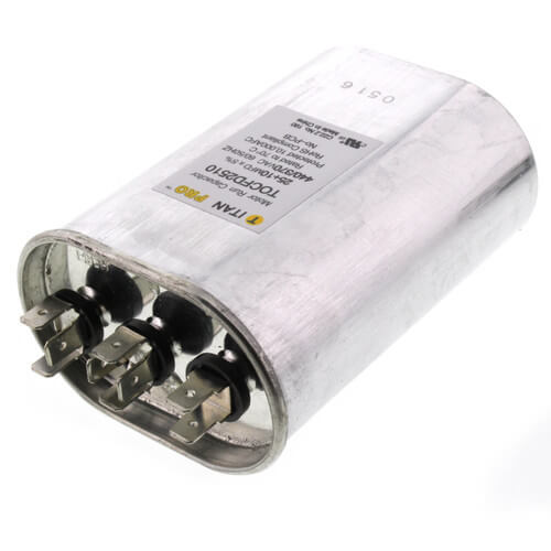 Main product image of 25/10 MFD Oval Dual Motor Run Capacitor (440/370V)