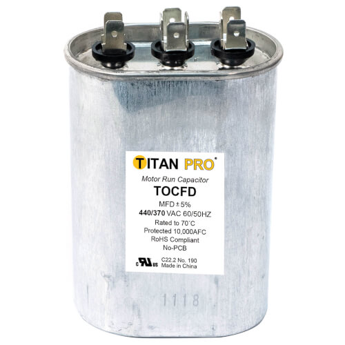 Main product image of 25/10 MFD Oval Dual Motor Run Capacitor (440/370V)