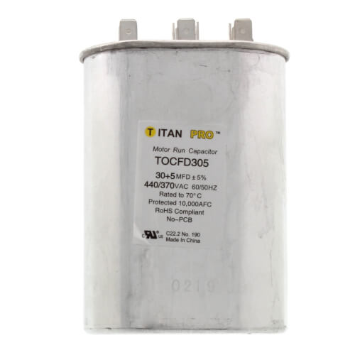 Main product image of 30/5 MFD Oval Dual Motor Run Capacitor (440/370V)