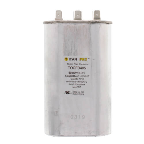 40/5 MFD Oval Dual Motor Run Capacitor (440/370V)