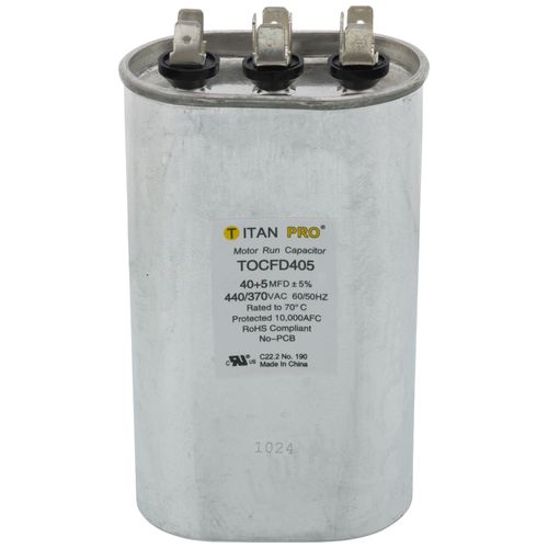 Main product image of 40/5 MFD Oval Dual Motor Run Capacitor (440/370V)