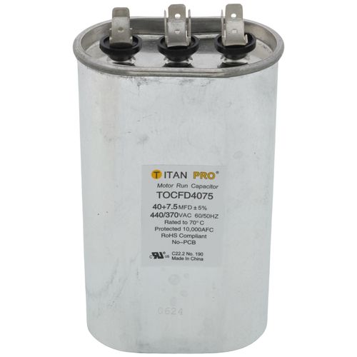 Main product image of 40/7.5 MFD Oval Dual Motor Run Capacitor (440/370V)