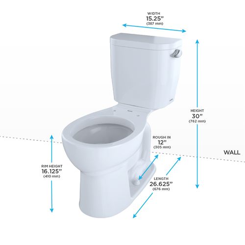 Main product image of Entrada Two-Piece Round 1.28 GPF Universal Height Toilet with Right-Hand Trip Lever, Cotton White - CST243EFR#01