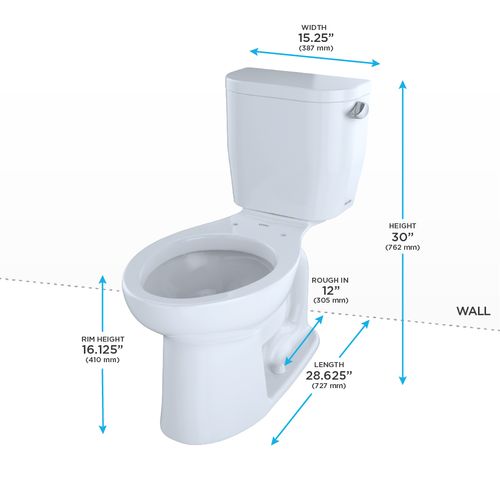 Main product image of Entrada Two-Piece Elongated 1.28 GPF Universal Height Toilet with Right-Hand Trip Lever, Cotton White - CST244EFR#01