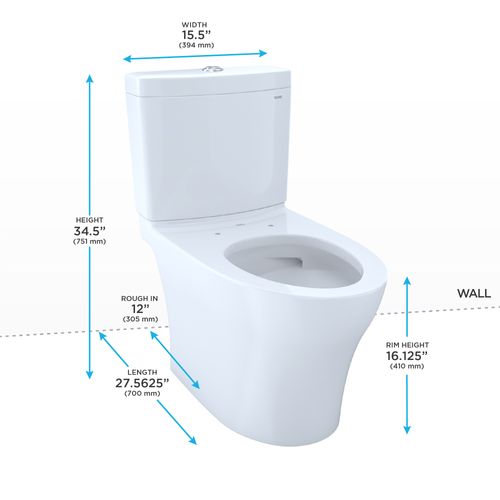 Main product image of Aquia IV Two-Piece Elongated Dual Flush 1.28 and 0.9 GPF Toilet with CEFIONTECT, Cotton White - CST446CEMFGN#01