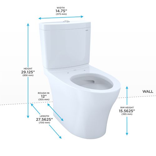 Main product image of Aquia IV Two-Piece Elongated Dual Flush 1.28 and 0.9 GPF Skirted Toilet with CEFIONTECT, Cotton White - CST446CEMGN#01