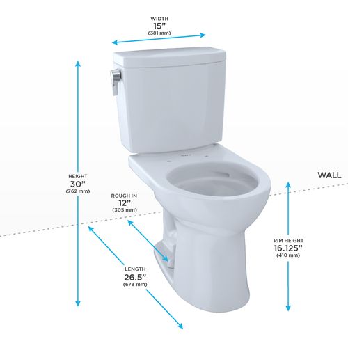Main product image of Drake II 1G Two-Piece Round 1.0 GPF Universal Height Toilet with CEFIONTECT, Cotton White - CST453CUFG#01