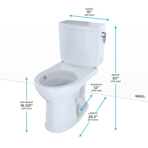 Main product image of Drake II 1G Two-Piece Round 1.0 GPF Universal Height Toilet with CEFIONTECT and Right-Hand Trip Lever, Cotton White - CST453CUFRG#01