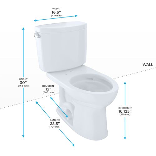 Main product image of Drake II Two-Piece Elongated 1.28 GPF Universal Height Toilet with CEFIONTECT, Cotton White - CST454CEFG#01