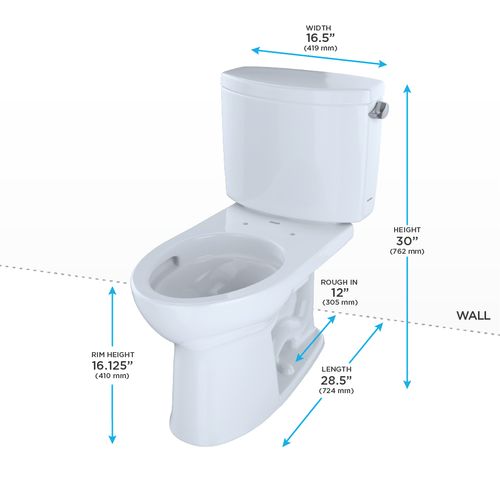 Main product image of Drake II Two-Piece Elongated 1.28 GPF Universal Height Toilet with CEFIONTECT and Right-Hand Trip Lever, Cotton White - CST454CEFRG#01