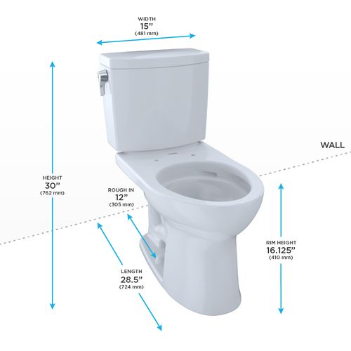 Main product image of Drake II 1G Two-Piece Elongated 1.0 GPF Universal Height Toilet with CEFIONTECT, Cotton White - CST454CUFG#01
