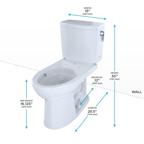 Main product image of Drake II 1G Two-Piece Elongated 1.0 GPF Universal Height Toilet with CEFIONTECT and Right-Hand Trip Lever, Cotton White - CST454CUFRG#01