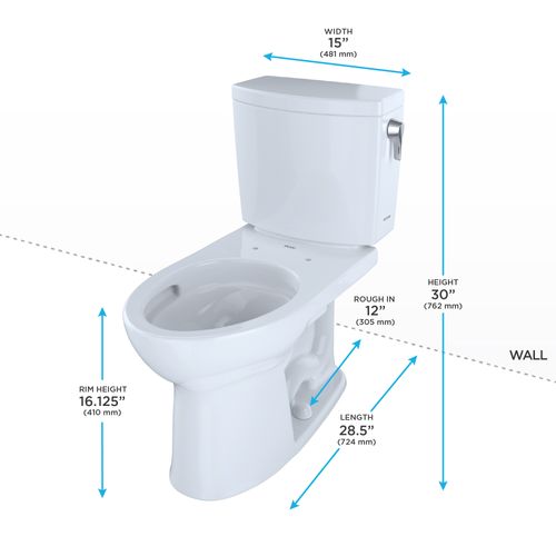 Main product image of Drake II 1G Two-Piece Elongated 1.0 GPF Universal Height Toilet with CEFIONTECT and Right-Hand Trip Lever, Cotton White - CST454CUFRG#01