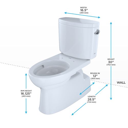 Main product image of Vespin II Two-Piece Elongated 1.28 GPF Universal Height Skirted Toilet with CEFIONTECT and Right-Hand Trip Lever, Cotton White - CST474CEFRG#01