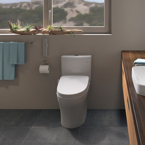 Main product image of Aquia IV One-Piece Elongated Dual Flush 1.28 and 0.9 GPF WASHLET+ and Auto Flush Ready Toilet with CEFIONTECT, Cotton White - CST646CEMFGNAT40#01