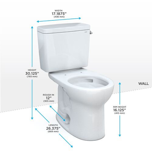 Main product image of Drake Two-Piece Round 1.28 GPF Universal Height TORNADO FLUSH Toilet with CEFIONTECT, Cotton White - CST775CEFRG#01