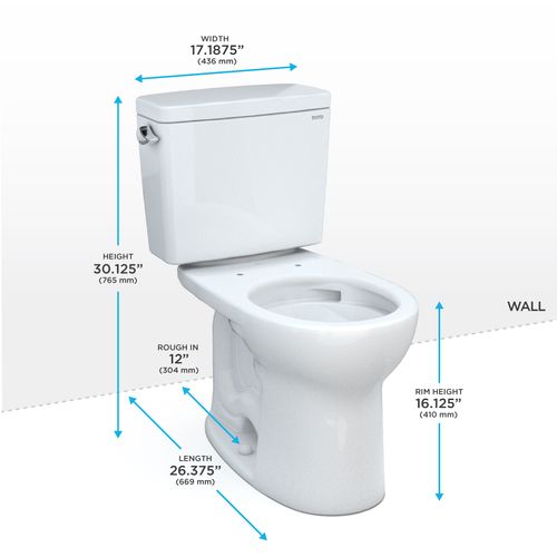 Main product image of Drake Two-Piece Round 1.6 GPF Universal Height TORNADO FLUSH Toilet with CEFIONTECT, Cotton White - CST775CSFG#01