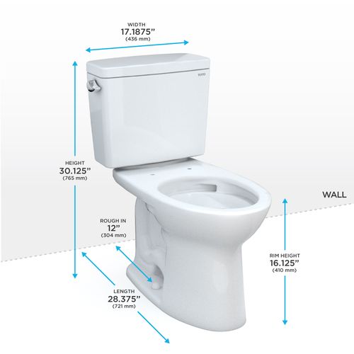 Main product image of Drake Two-Piece Elongated 1.28 GPF Universal Height TORNADO FLUSH Toilet with CEFIONTECT, Cotton White - CST776CEFG#01