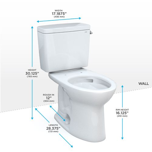 Main product image of Drake Two-Piece Elongated 1.28 GPF Universal Height TORNADO FLUSH Toilet with CEFIONTECT and Right-Hand Trip Lever, Cotton White - CST776CEFRG#01