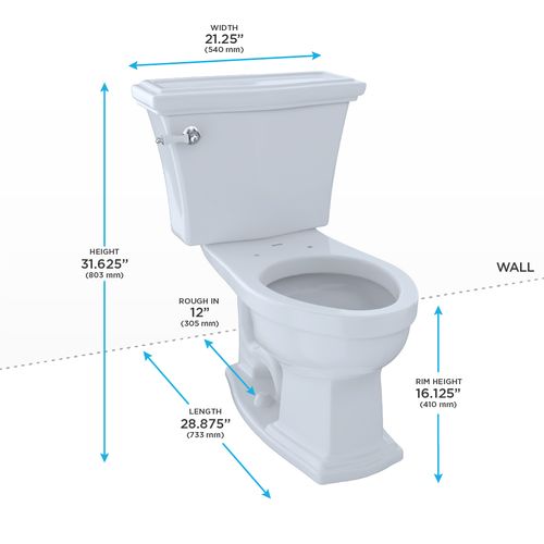 Main product image of Eco Clayton Two-Piece Elongated 1.28 GPF Universal Height Toilet, Cotton White - CST784EF#01