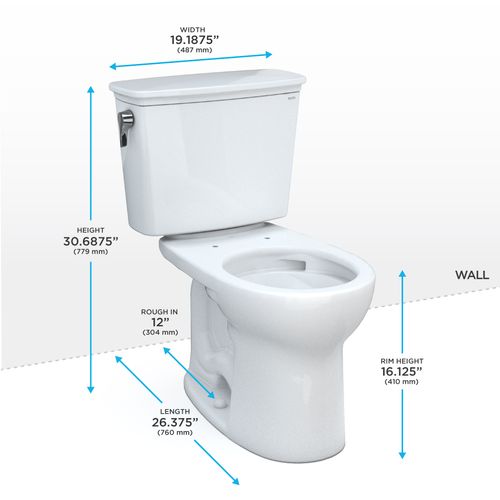 Main product image of Drake Transitional Two-Piece Round 1.28 GPF Universal Height TORNADO FLUSH Toilet with CEFIONTECT, Cotton White - CST785CEFG#01