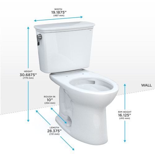 Main product image of Drake Transitional Two-Piece Elongated 1.28 GPF Universal Height TORNADO FLUSH Toilet with 10 Inch Rough-In and CEFIONTECT, Cotton White - CST786CEFG.10#01