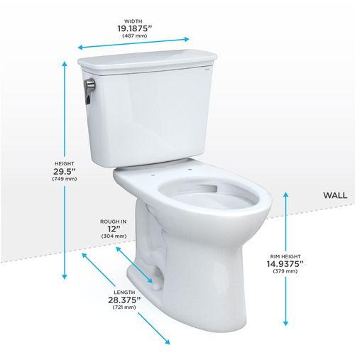 Main product image of Drake Transitional Two-Piece Elongated 1.28 GPF TORNADO FLUSH Toilet with CEFIONTECT, Cotton White - CST786CEG#01