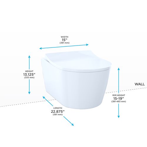 Main product image of RP Wall-Hung Contemporary D-Shape Dual Flush 1.28 and 0.9 GPF Toilet with CEFIONTECT, Cotton White - CT447CFG#01