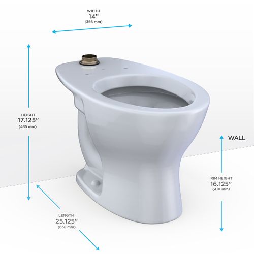 Main product image of TORNADO FLUSH Commercial Flushometer Floor-Mounted Universal Height Toilet, Elongated, Cotton White - CT725CUF#01