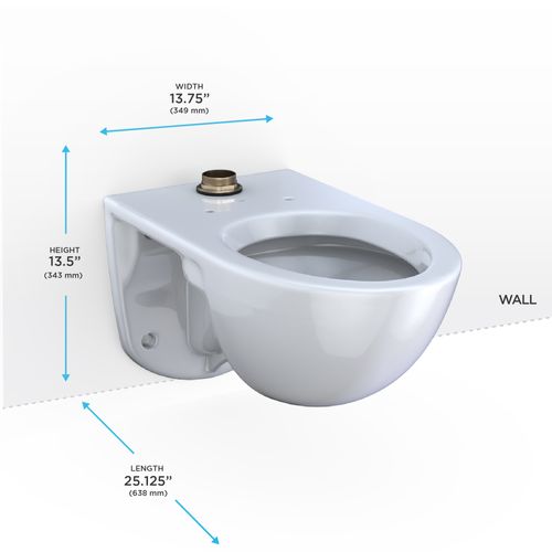 Main product image of TORNADO FLUSH Commercial Flushometer Wall-Mounted Toilet, Elongated, Cotton White - CT728CU#01