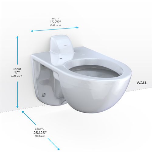 Main product image of TORNADO FLUSH Commercial Flushometer Wall-Mounted Toilet, Elongated, Cotton White - CT728CUV#01