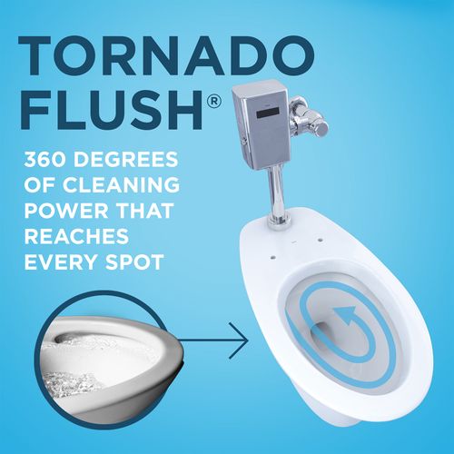 Main product image of TORNADO FLUSH Commercial Flushometer Wall-Mounted Toilet with CEFIONTECT, Elongated, Cotton White - CT728CUVG#01