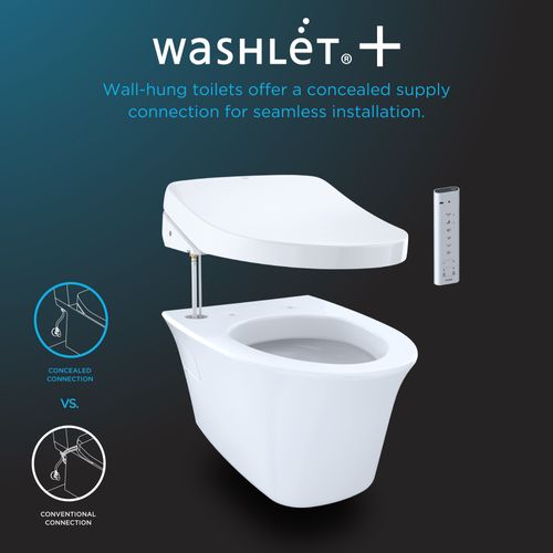 Main product image of WASHLET+ AP Wall-Hung Elongated Toilet and WASHLET C5 and DuoFit In-Wall 0.9 and 1.28 GPF Dual-Flush Tank System, Matte Silver - CWT4263084CMFG#MS